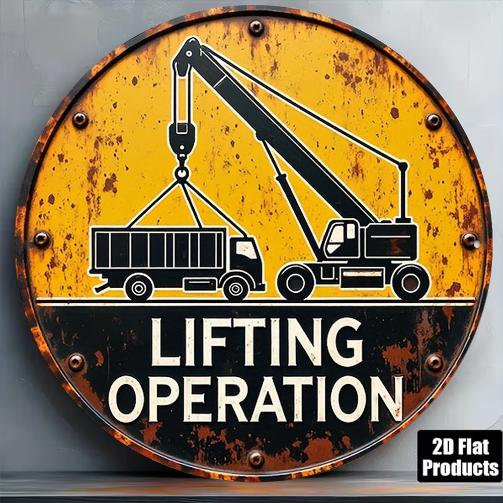 2D Metal Sign Round 20cm Retro - Heavy Equipment Sign 리뷰 및 가격