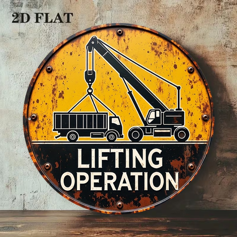 2D Metal Sign Round 20cm Retro - Heavy Equipment Sign 리뷰 및 가격